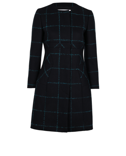 Christian Dior Squares Midi Coat, &pound;590, Clothing, Blue/Navy, Wool, Front view