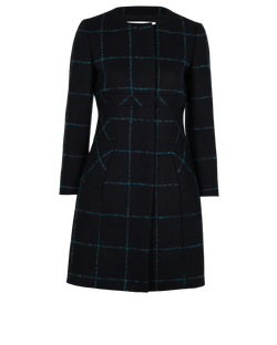 Christian Dior Squares Midi Coat, Wool, Navy/Blue, UK8, 2*
