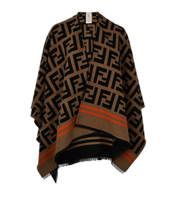 Fendi FF Cape, Wool, Zucca Print, Sz OS, 3*