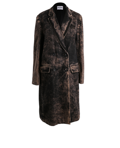 Miu Miu Bleached Denim Coat, &pound;1,200, Clothing, Black/Brown, Cotton, Front view