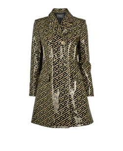 Versace Monogram Trench Coat, Poly, Black/Khaki, UK 8, 3*