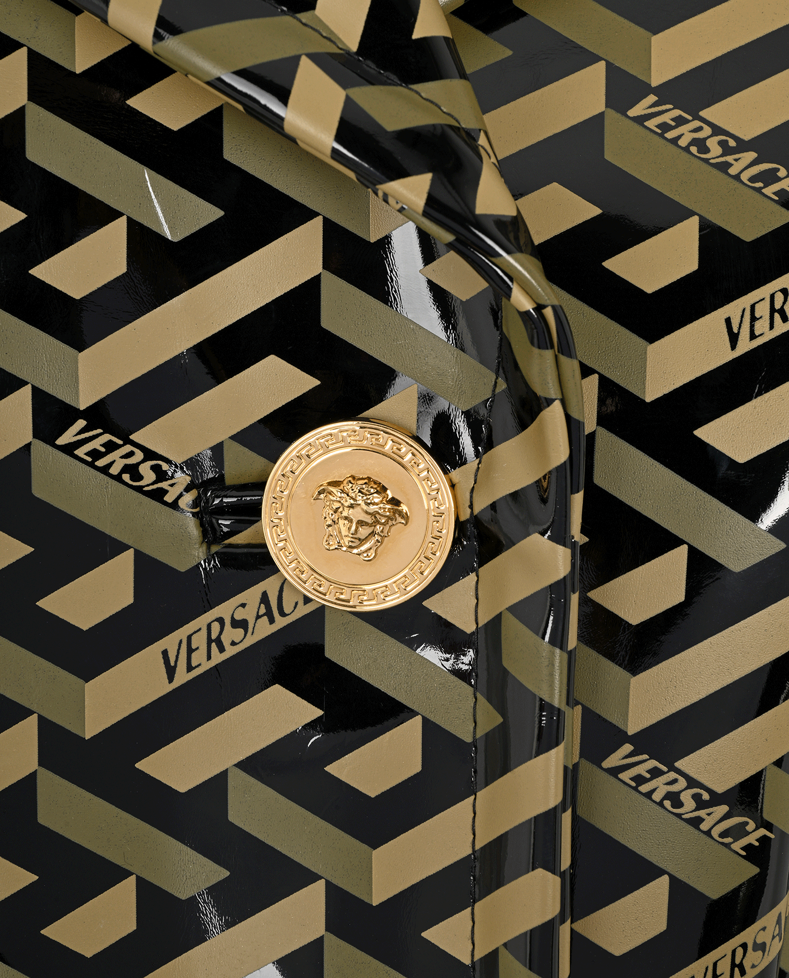 Versace Monogram Trench Coat, &pound;750, Clothing, Black/Khaki, Polyester (Polymer), Other view