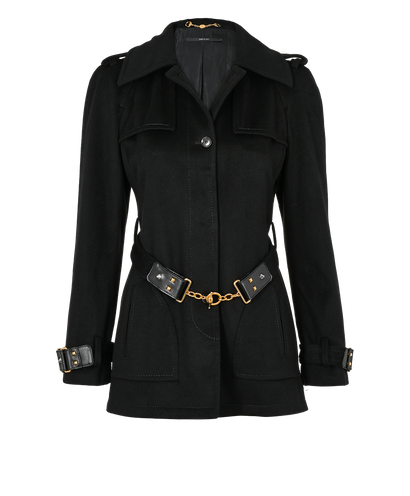 Gucci Chain Belted Short Coat, &pound;475, Clothing, Black, Wool, Front view