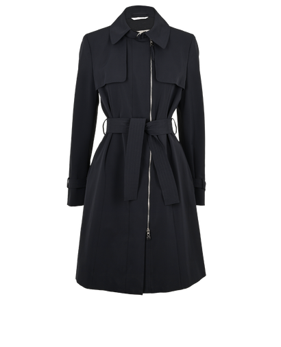 Max Mara Zipped Trench, &pound;340, Clothing, Navy, Polyester (Polymer), Front view