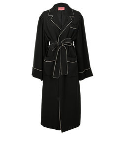 Gucci Contrast-Trimmed Wrapped Coat, Acetate/Silk, Black, UK 14, 3*