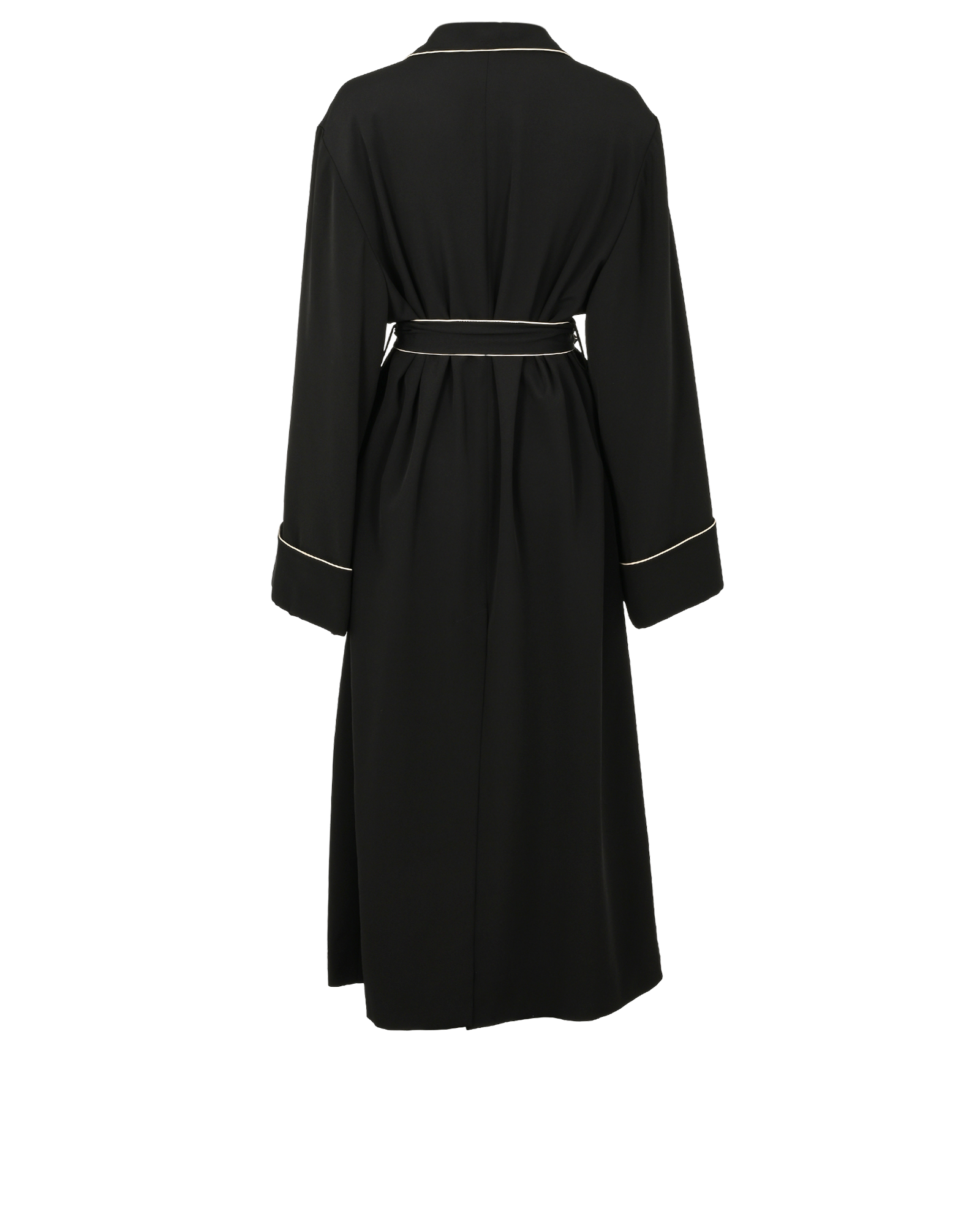 Gucci Contrast-Trimmed Wrapped Coat, &pound;450, Clothing, Black, Acetate/Silk, Back view