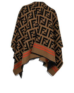 Fendi FF Poncho, Wool, Black/Brown, 3*