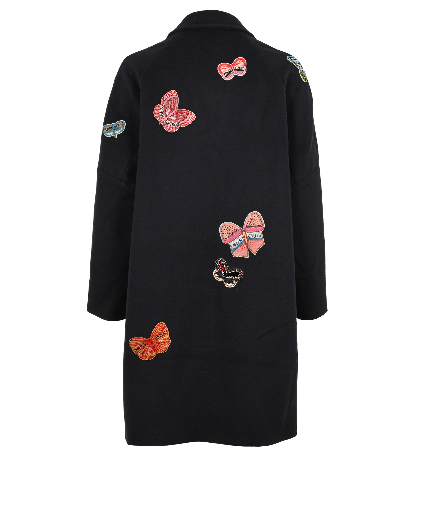 Valentino Beaded Butterflies Coat, &pound;850, Clothing, Navy, Cashmere/Wool, Back view