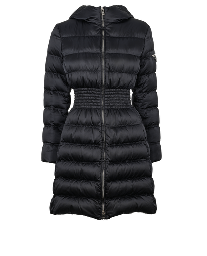 Prada Quilted Hooded Puffer, &pound;650, Clothing, Navy, Polyester (Polymer), Front view