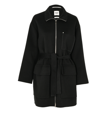 Hermes Belted Zip-Up Coat, &pound;3,100, Clothing, Black, Cashmere, Front view