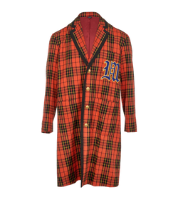 Gucci Check Coat, Mens, Wool, Orange, Sz S, 3*