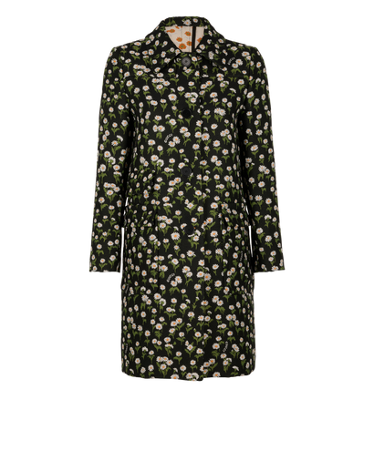 Gucci Daisy Flower Print Coat, &pound;750, Clothing, Black, Polyester Mix, Front view