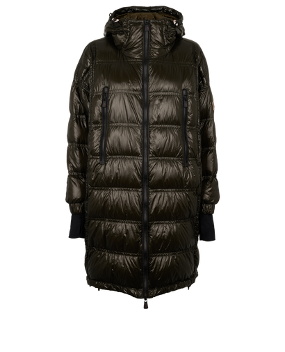 Moncler Rochelair Long Puffer, &pound;680, Clothing, Green, Down Feathers, Front view