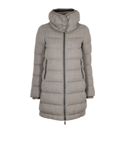 Moncler Long Puffer, Down, Grey, Uk6, 2*