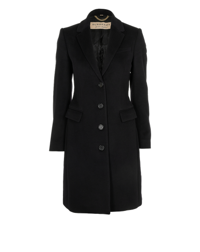 Burberry Fitted Long Coat, &pound;450, Clothing, Black, Cashmere/Wool, Front view