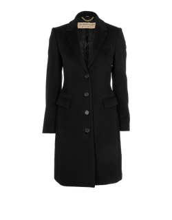 Burberry Fitted Long Coat, Wool/Cashmere, Black, UK 6, 3*