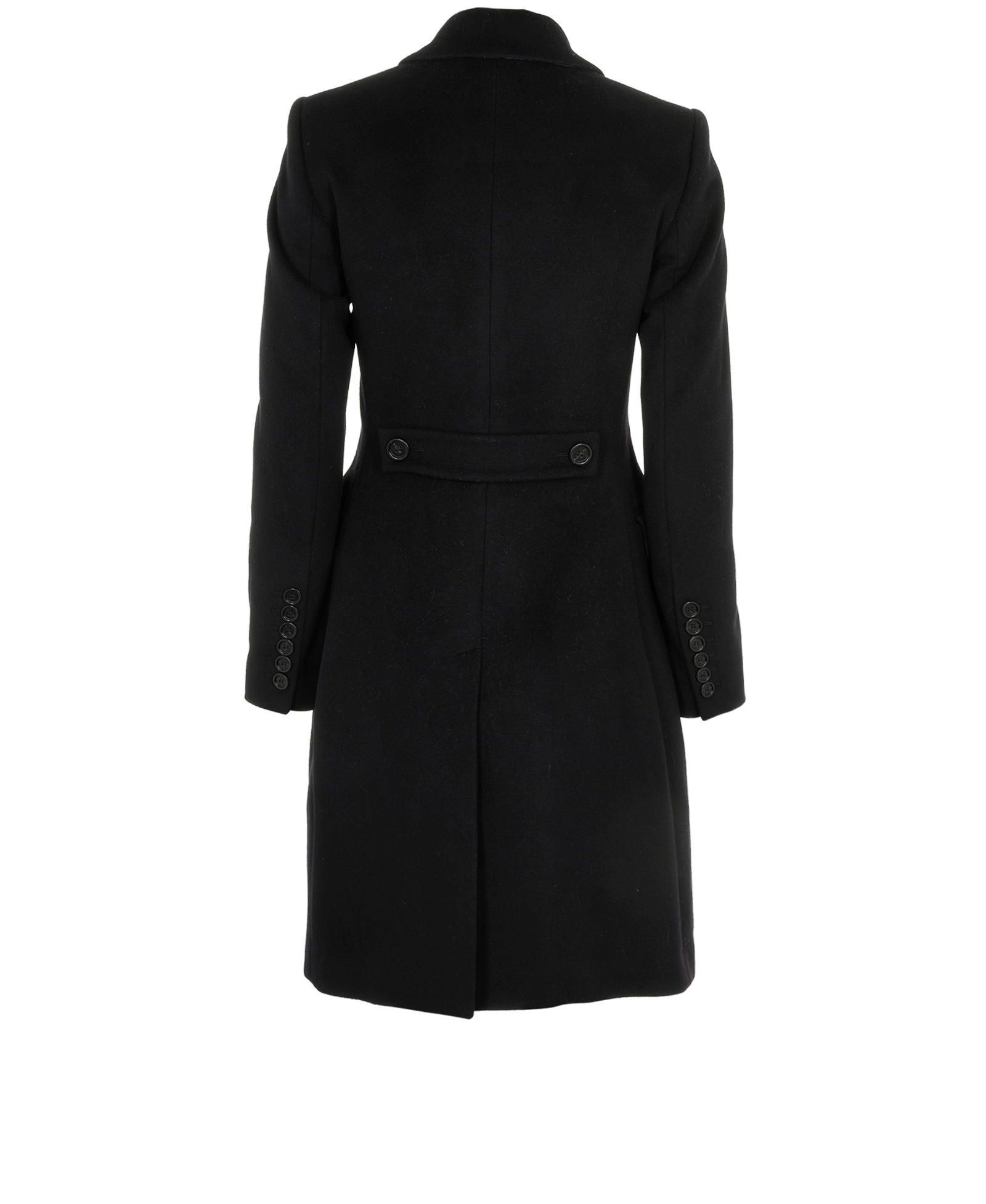 Burberry Fitted Long Coat, &pound;450, Clothing, Black, Cashmere/Wool, Back view