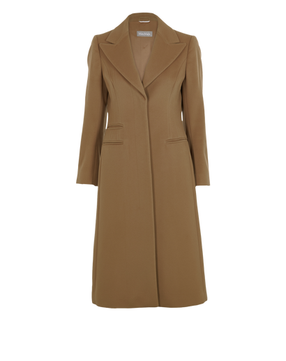 Max Mara Single-Breasted Long Coat, &pound;250, Clothing, Tan, Wool, Front view
