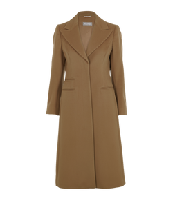 Max Mara Single-Breasted Long Coat, Wool, Tan, UK 8, 2*