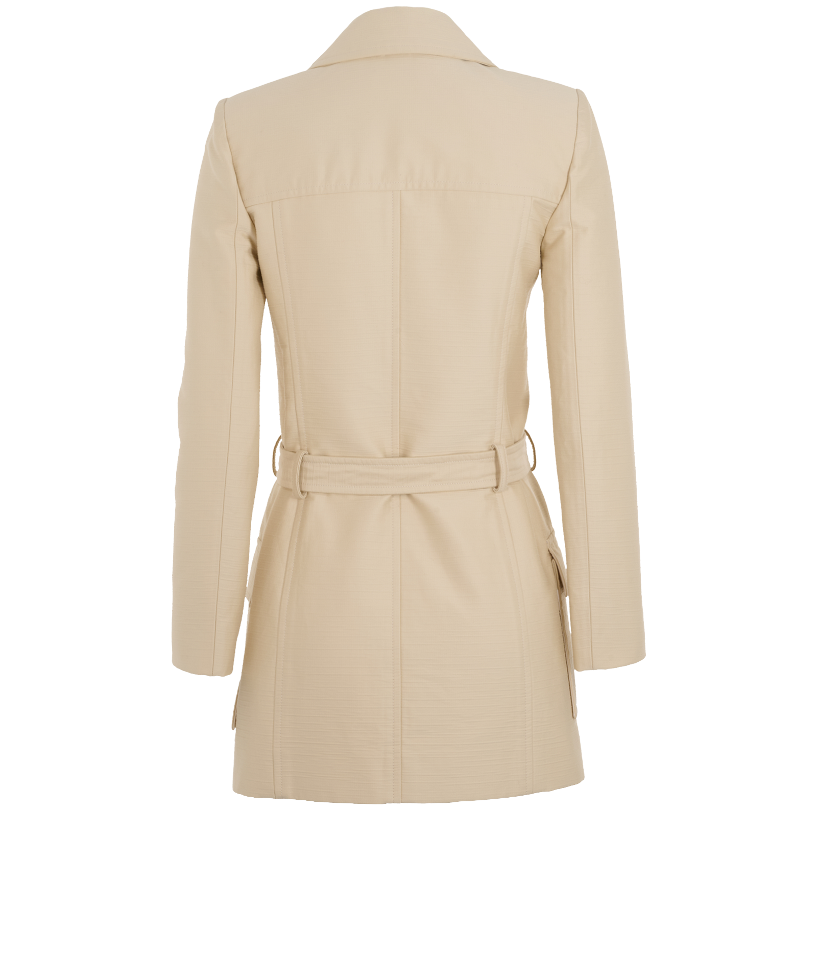 Saint Laurent Textured Short Trench Coat, &pound;395, Clothing, Cream, Cotton, Back view
