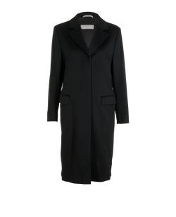 Max Mara Single-Breasted Long Coat, Virgin Wool, Black, UK 12, 2*