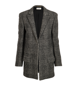 Saint Laurent 2018 Plaid Coat, Wool/Alpaca, Black/Grey, UK 8, 3*