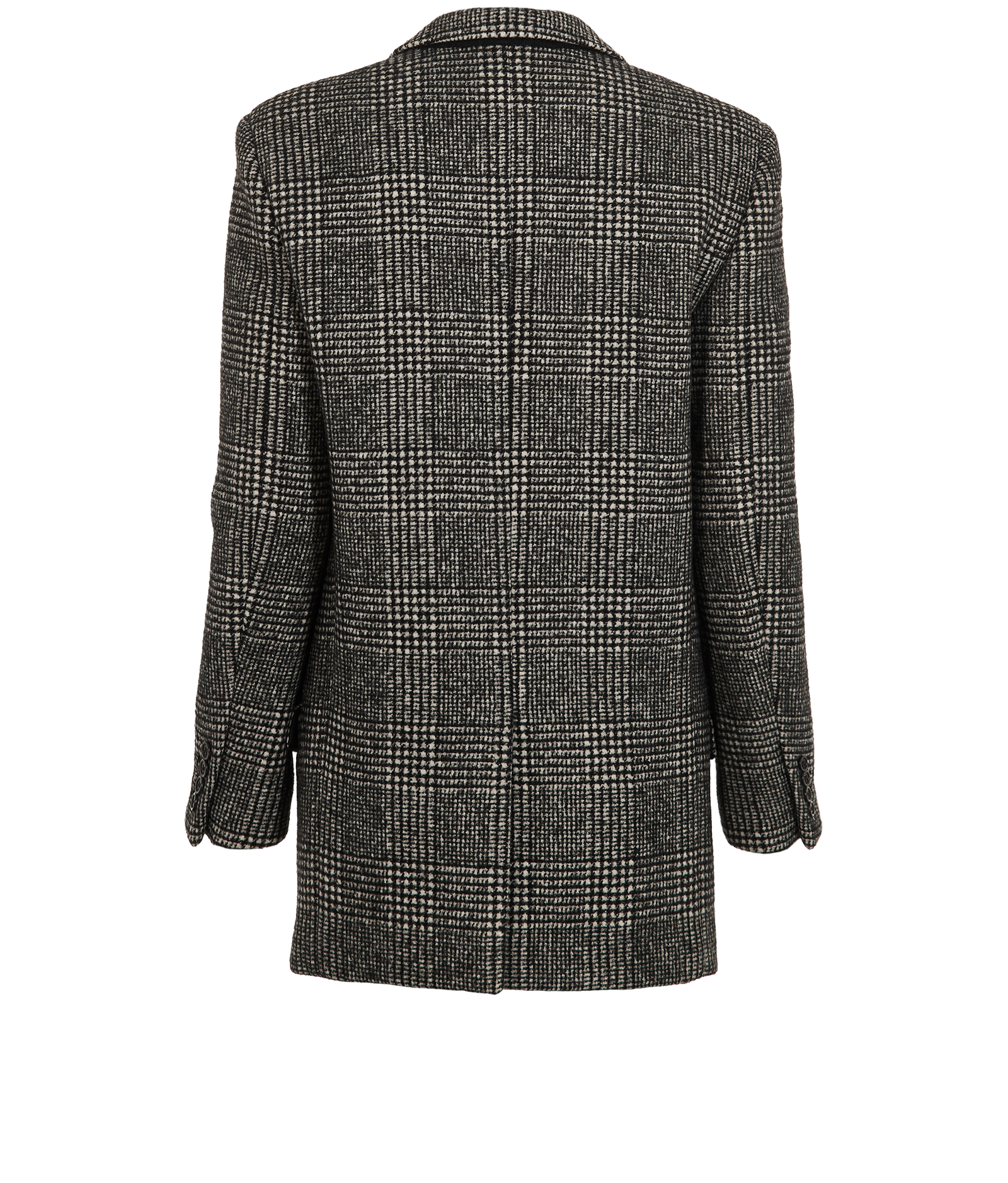 Saint Laurent 2018 Plaid Coat, &pound;450, Clothing, Black/Grey, Alpaca Wool, Back view