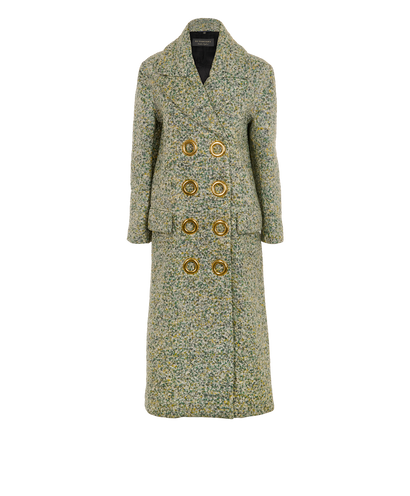 Burberry Laminated Double-Breasted Coat, &pound;295, Clothing, Green/White, Acrylic Plastic/Cashmere, Front view