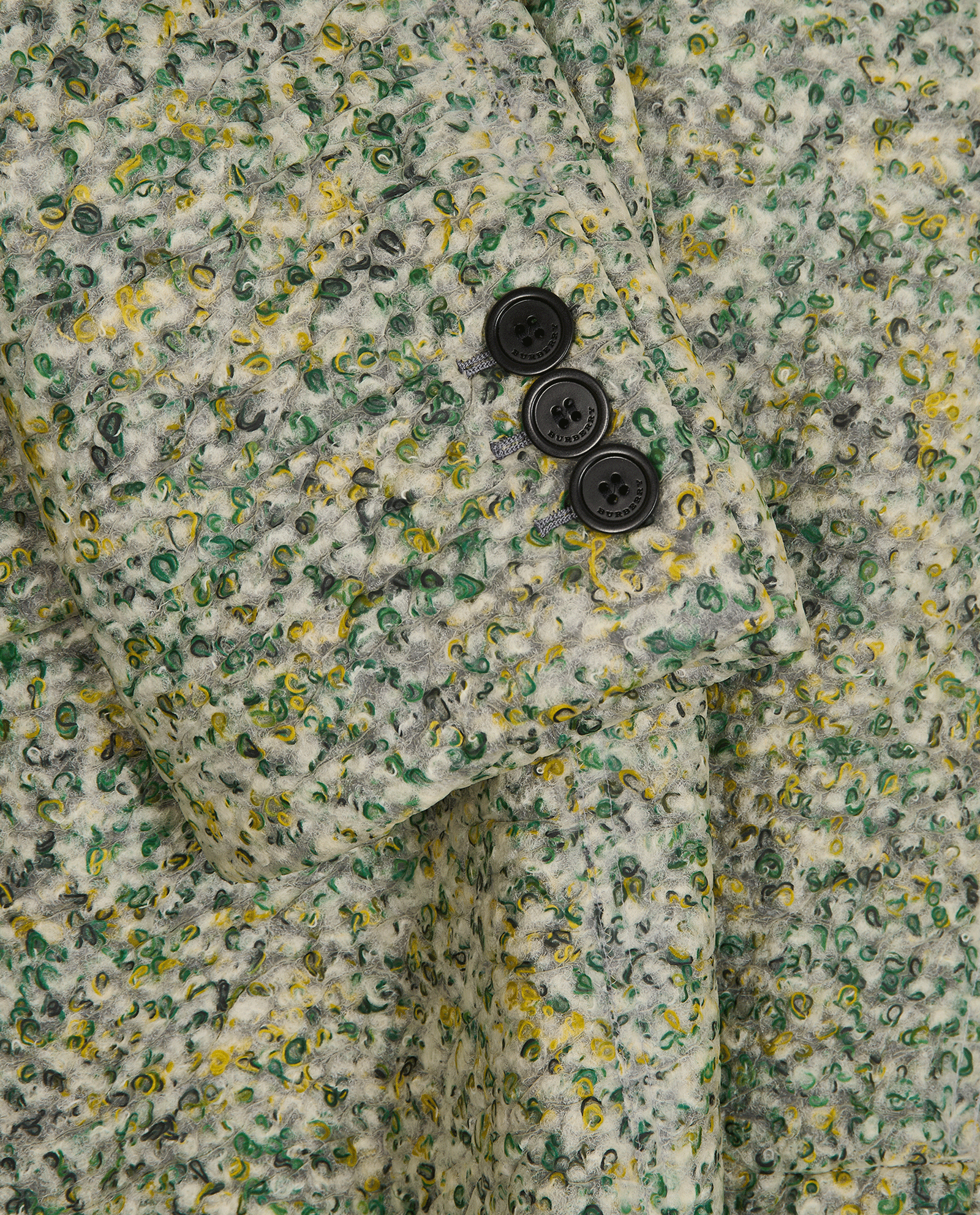 Burberry Laminated Double-Breasted Coat, &pound;295, Clothing, Green/White, Acrylic Plastic/Cashmere, Other view
