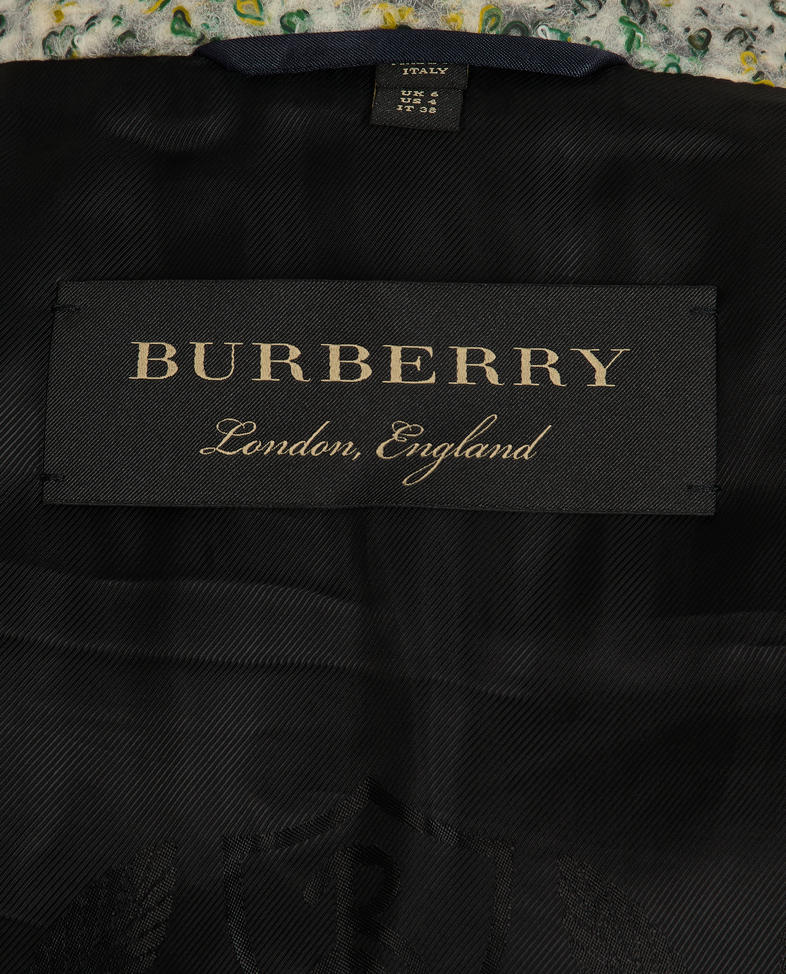 Burberry Laminated Double-Breasted Coat, &pound;295, Clothing, Green/White, Acrylic Plastic/Cashmere, Other view
