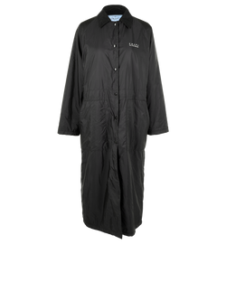 Prada Logo Long Coat, Poly/Cotton/Wool, Black, UK6, 2*