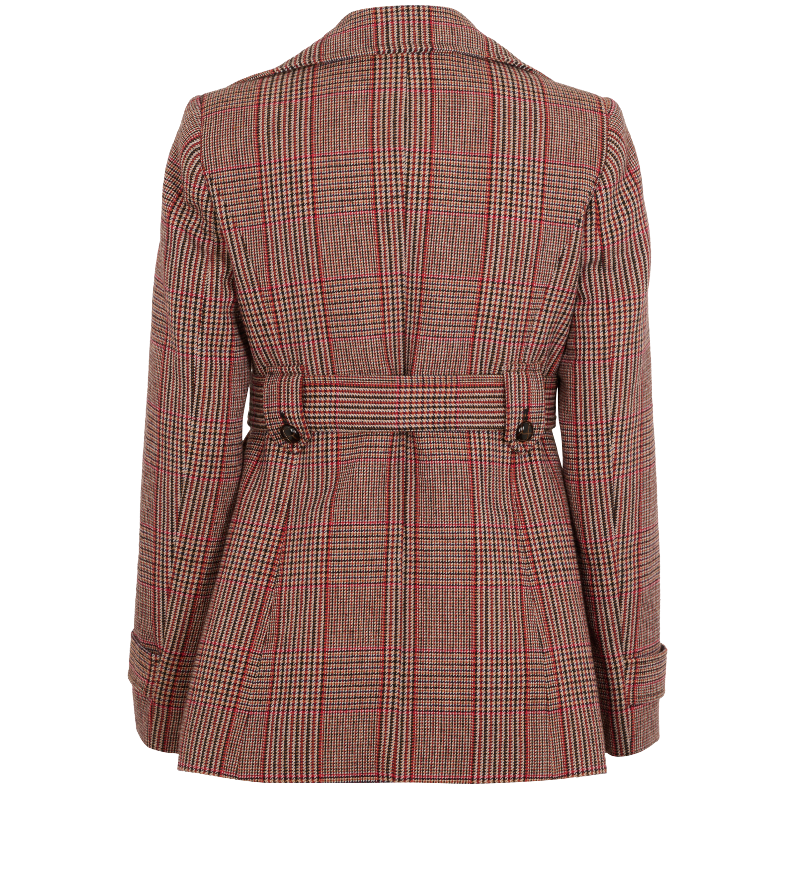 Miu Miu Houndstooth Belted Coat, &pound;450, Clothing, Red, Polyester/Wool, Back view