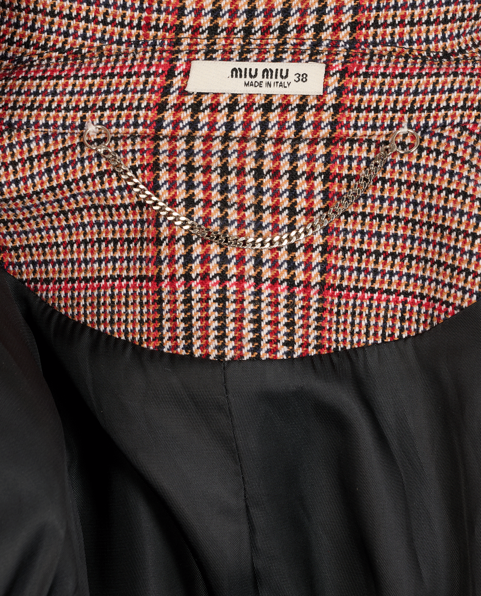 Miu Miu Houndstooth Belted Coat, &pound;450, Clothing, Red, Polyester/Wool, Other view