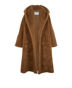 Max Mara Apogeo Teddy Coat, Camel/Silk, Brown, UK 6, 3*