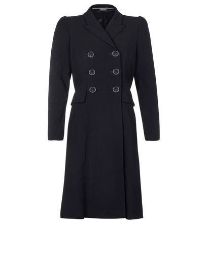 Alexander McQueen Double Breasted Long Coat, &pound;210, Clothing, Black, Rayon (Polymer), Front view