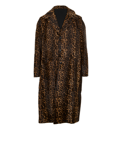 Ami Paris Leopard Print Coat, &pound;1,200, Clothing, Black/Brown, Leather/Pony / Calfskin, Front view