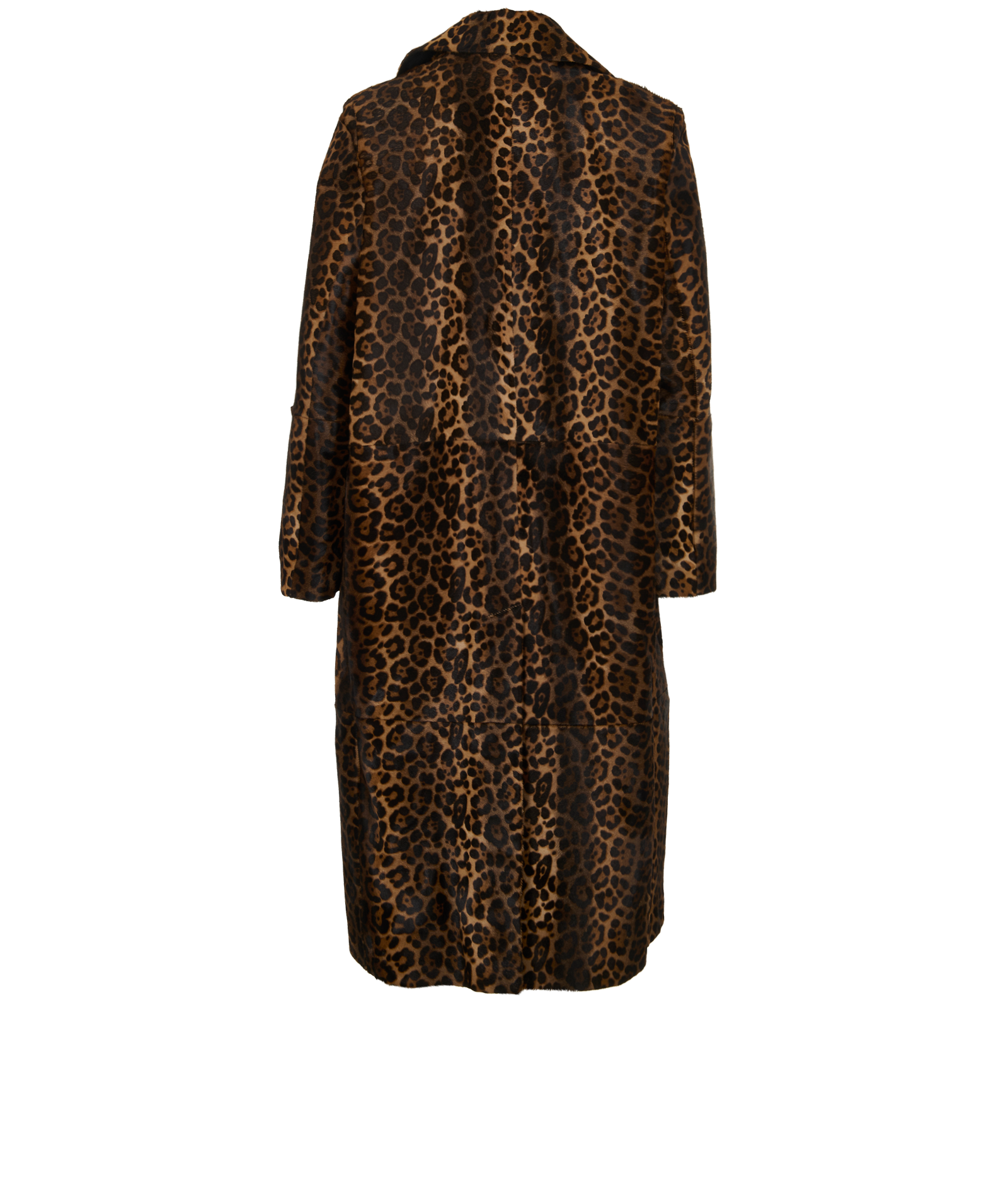 Ami Paris Leopard Print Coat, &pound;1,200, Clothing, Black/Brown, Leather/Pony / Calfskin, Back view