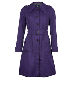 Aquascutum Fitted Short Trench Coat, Polyester, Purple, 10, 2*