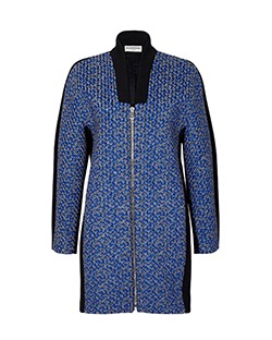 Balenciaga Woven Coat, Wool, Blue/Black, Size UK 8