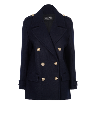 Balmain Double Breasted Short Coat, front view