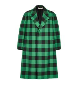 Balenciaga Checkered Oversized Coat, Polyamide, Green/Black, UK10, 3*