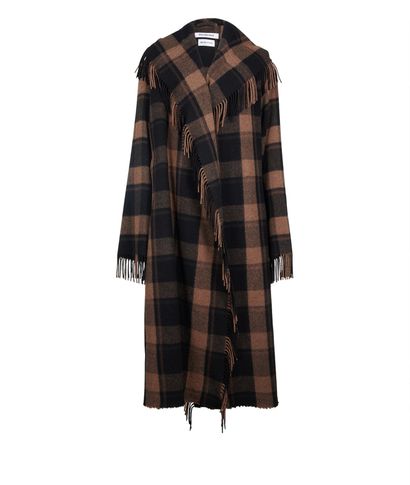 Balenciaga Check Hooded Blanket Coat, front view