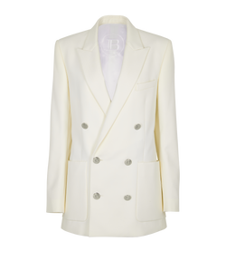 Balmain Double Breasted Short Coat, Men, Wool, Cream, Sz S, 3*