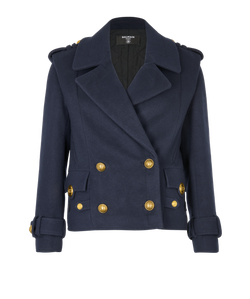 Balmain Military Coat, Wool, Navy Blue, UK8, 3*