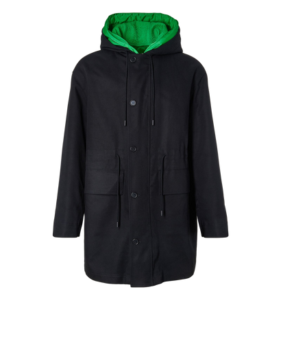 Bottega Veneta 2 In 1 Parka Coat, &pound;1,800, Clothing, Black/Green, Cotton, Front view