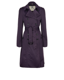 Burberry Trench Coat, Cotton, Purple, UK12, 3*