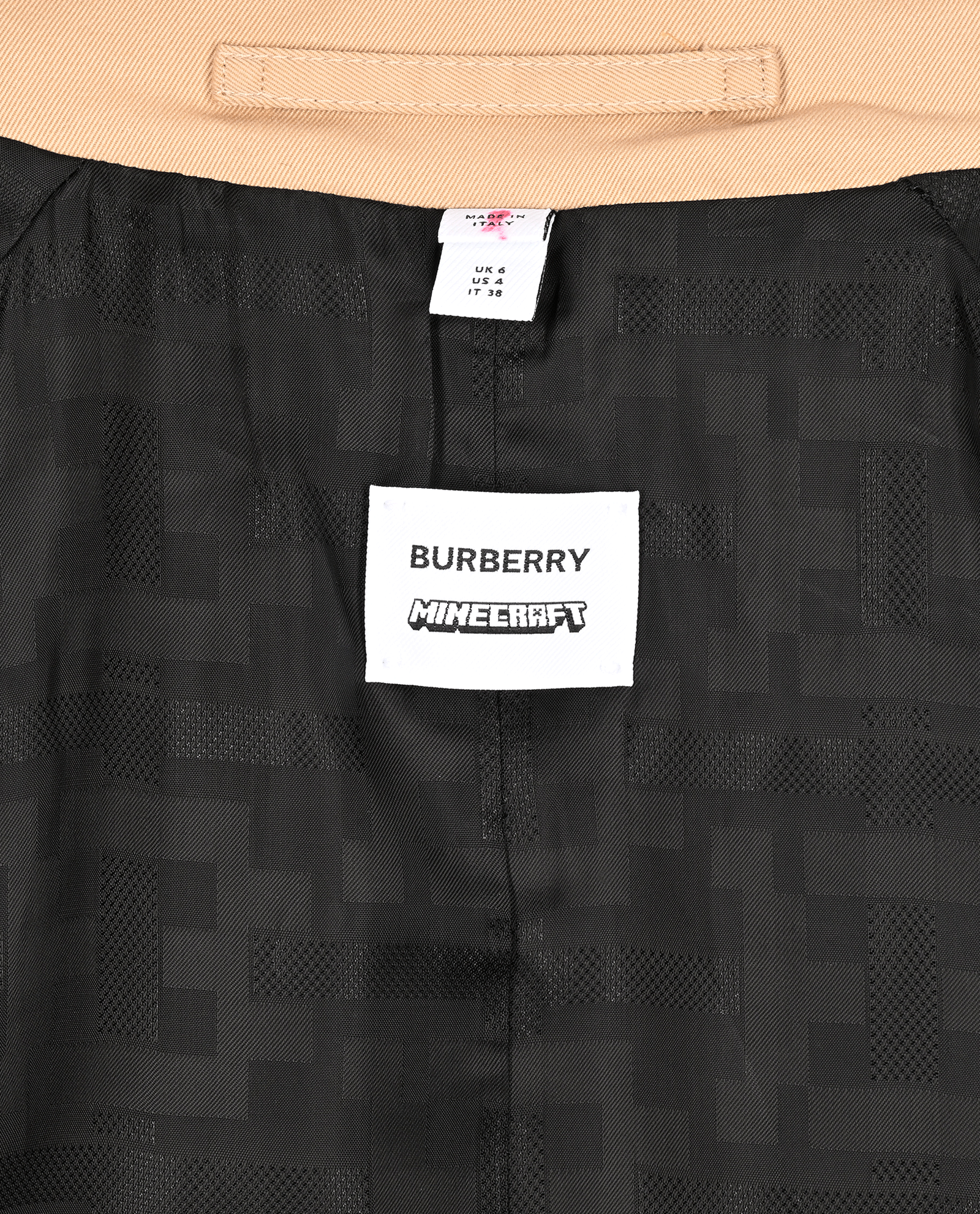 Burberry x Minecraft Embroidered Waterloo Trench Coat, &pound;750, Clothing, Beige, Cotton, Other view