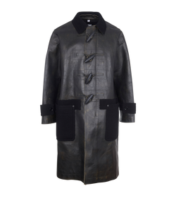 Burberry Leather Trench Coat, Leather, Black, Sz XL, 3*