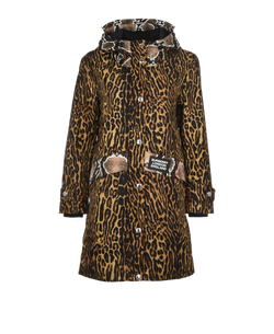 Burberry Leopard Print Coat, Polyamide, Brown, UK4, 3*