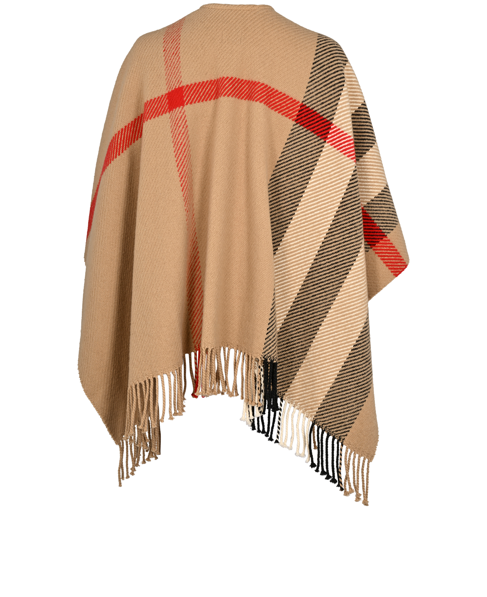 Burberry Check Cape, &pound;375, Clothing, Beige/Black/Red, Wool, Back view